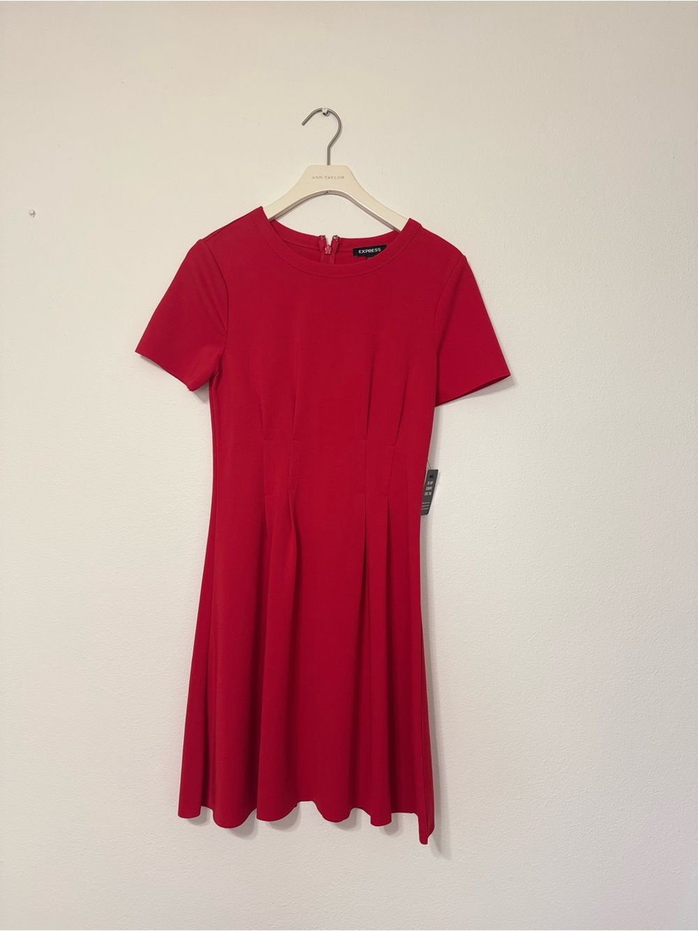 Express Red Short-Sleeve Fit & Flare Mini Dress